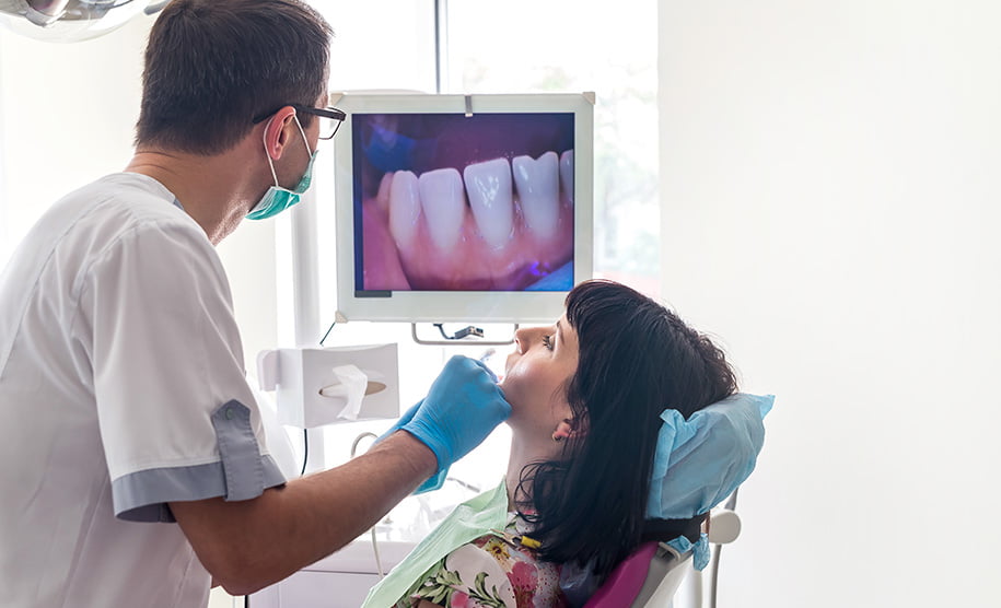 woman receiving dental work